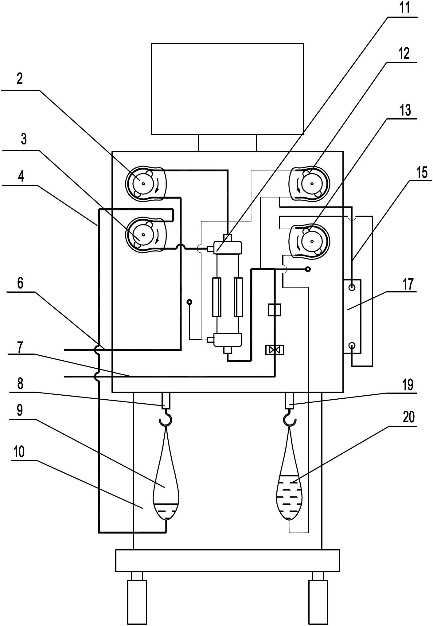 Bedside continuous hemodialysis filtration device