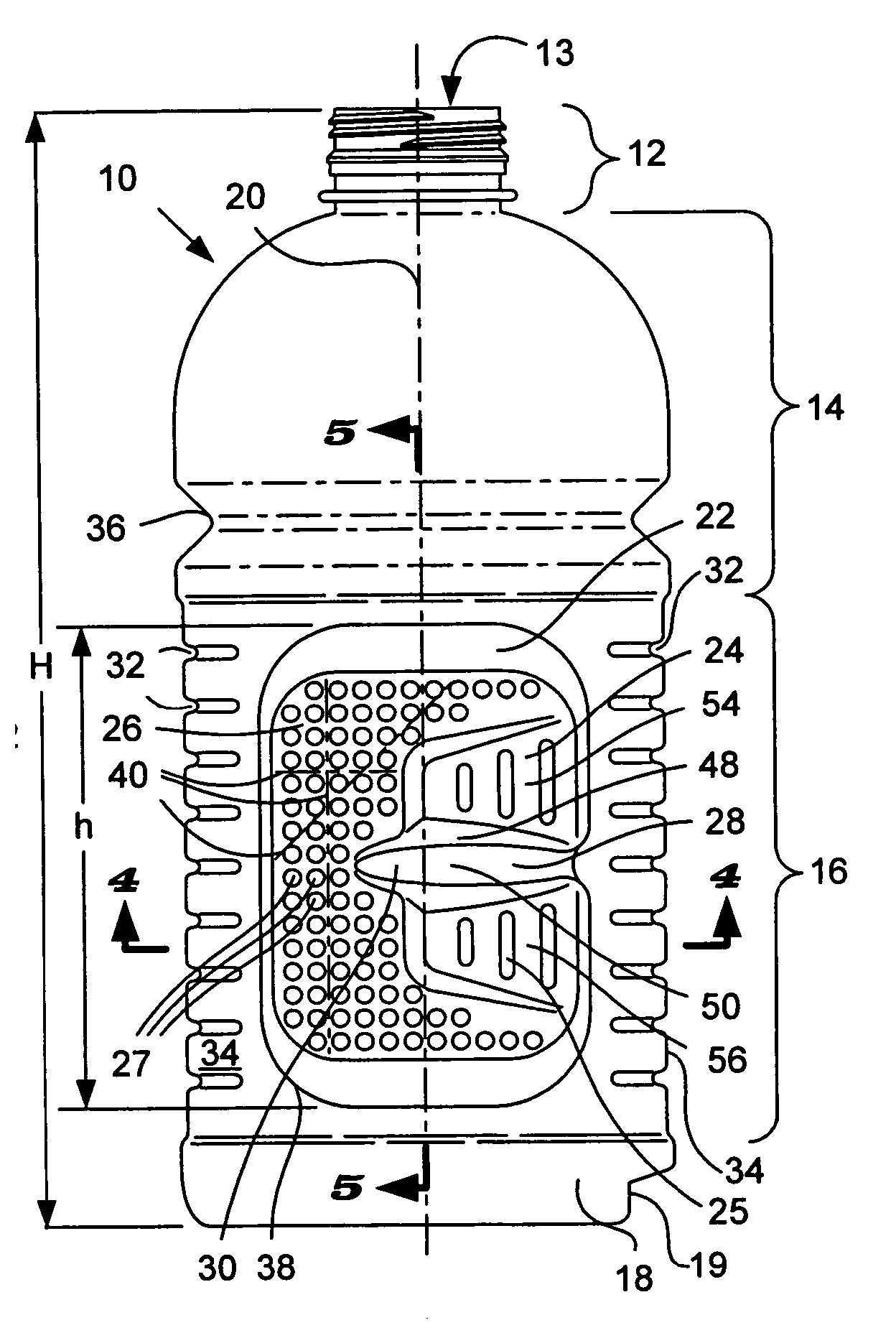 Hot-fillable blow molded container with pinch-grip vacuum panels