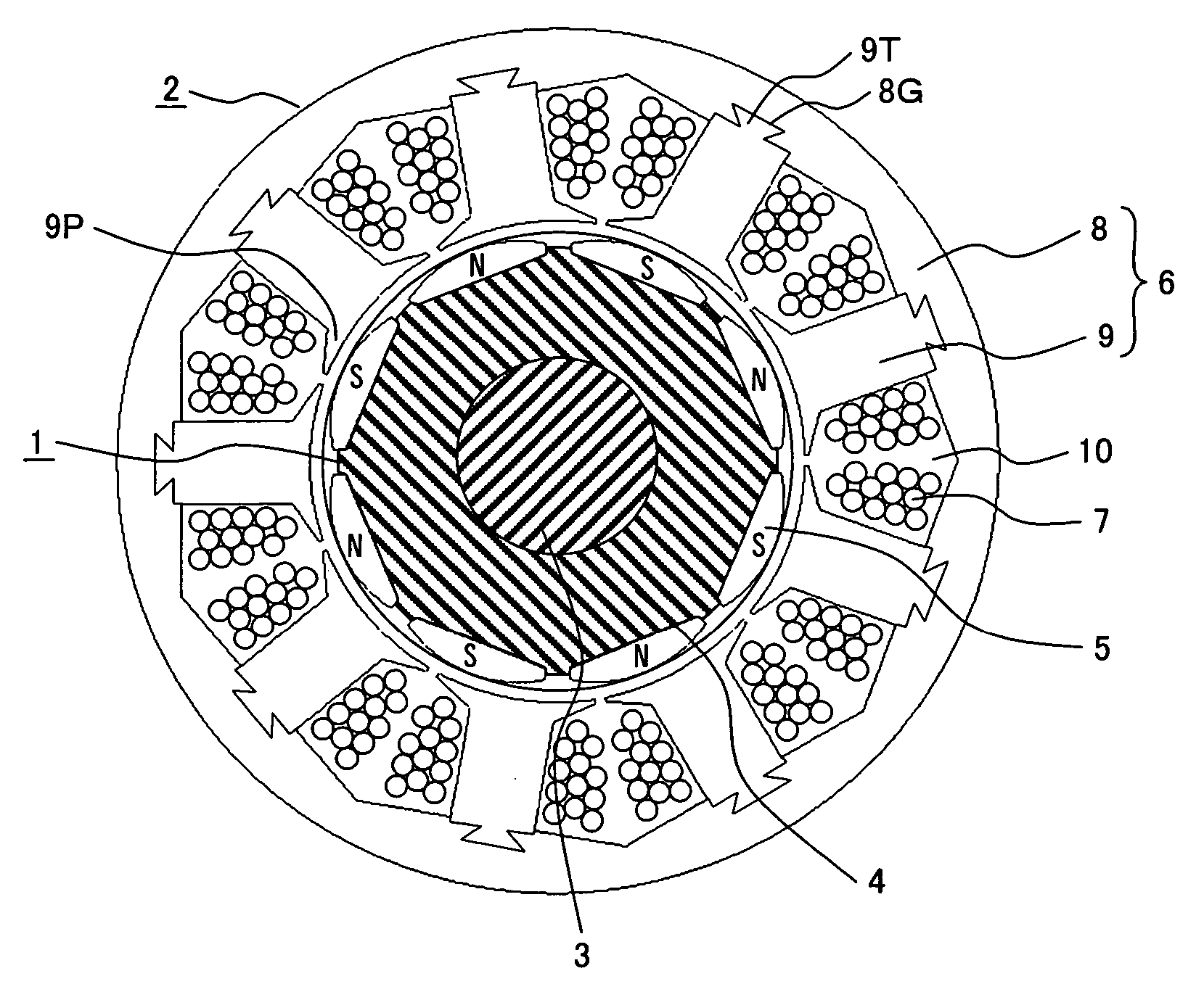 Electric rotating machine having permanent magnets and method of manufacturing teeth portions of the stator iron core