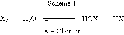 Formulations Containing a Non-Oxidative Biocide and a Source of Active Halogen and Use Thereof In Water Treatment