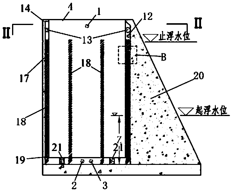 Outer water discharging pump submerging and floating sand intercepting bank preventing sediment from entering water taking port