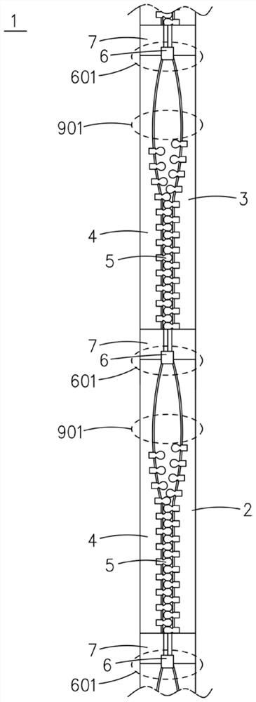 Continuous fastener tape turning-around and cutting-off unit and zipper manufacturing equipment adopting continuous fastener tape turning-around and cutting-off unit