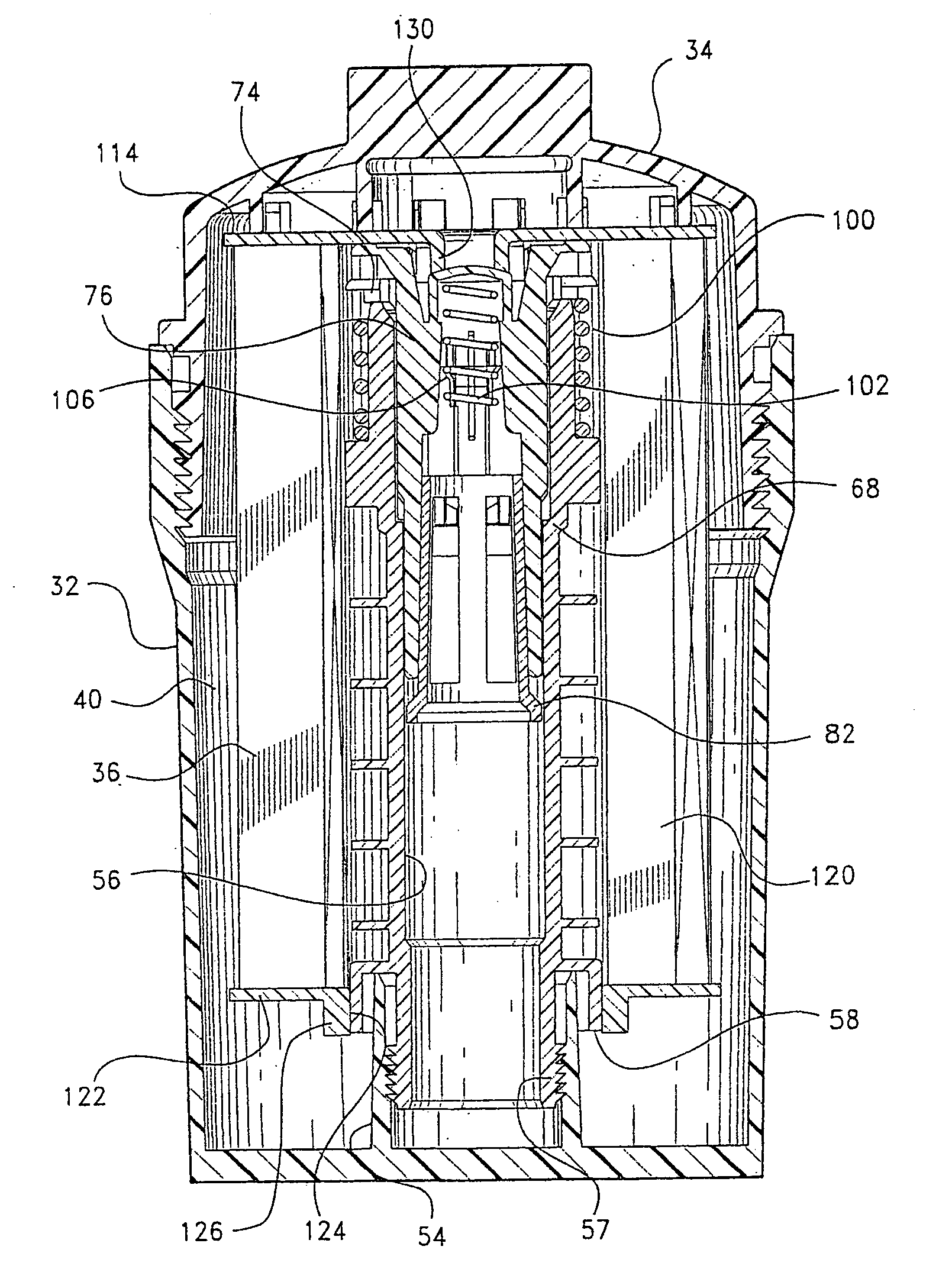 Extension and locking assembly for dripless element, and container therefore