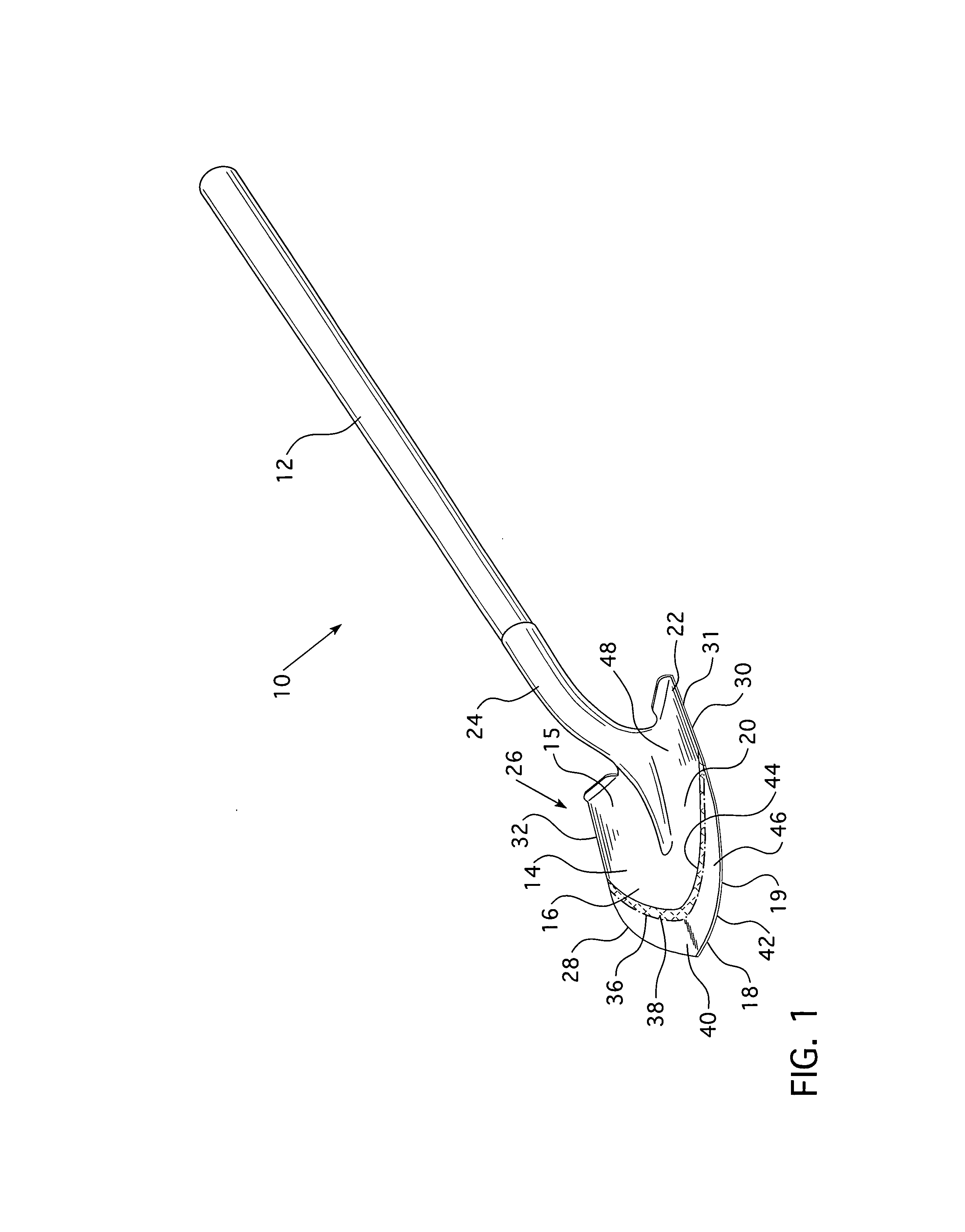 Garden tool head with coated leading edge