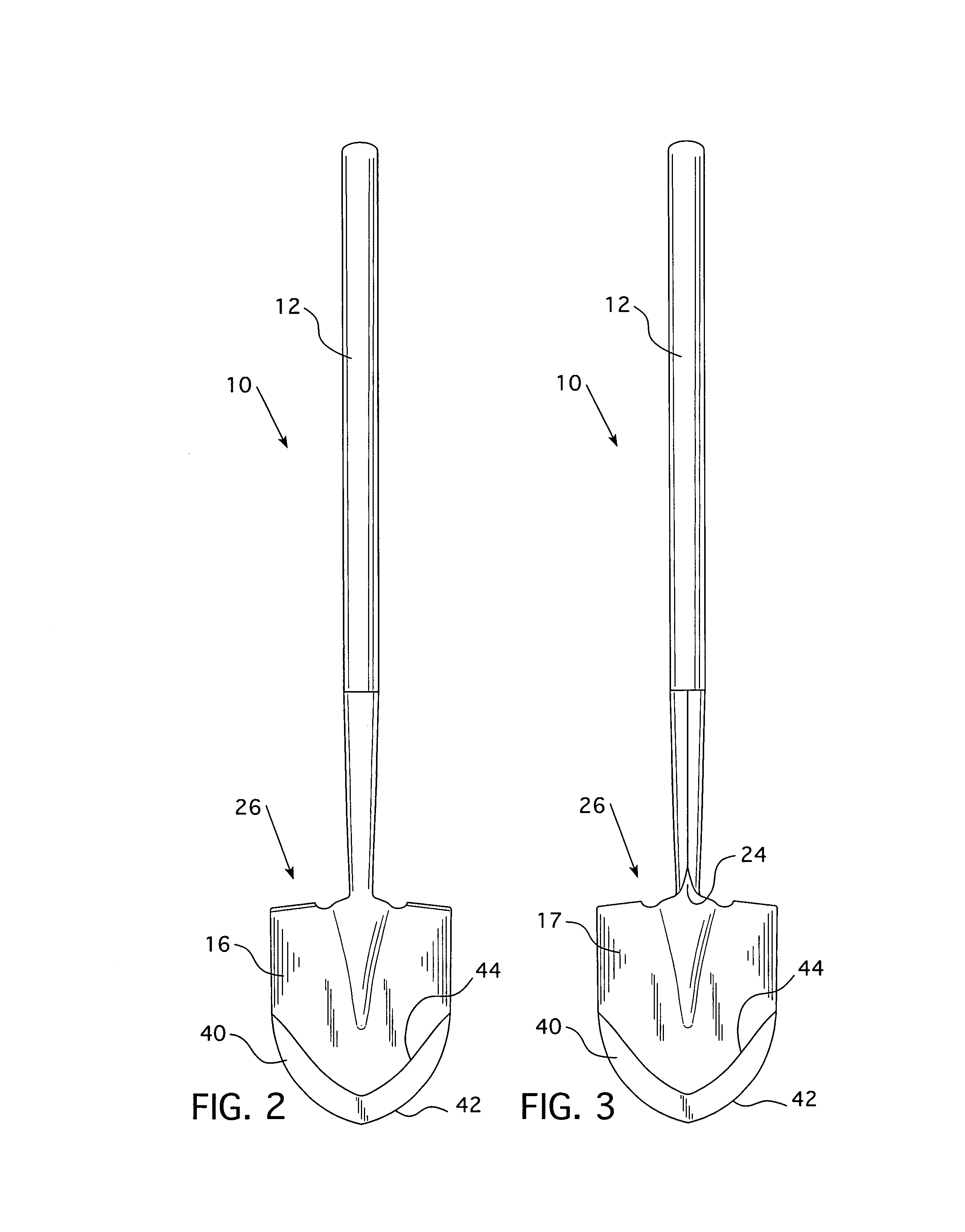 Garden tool head with coated leading edge