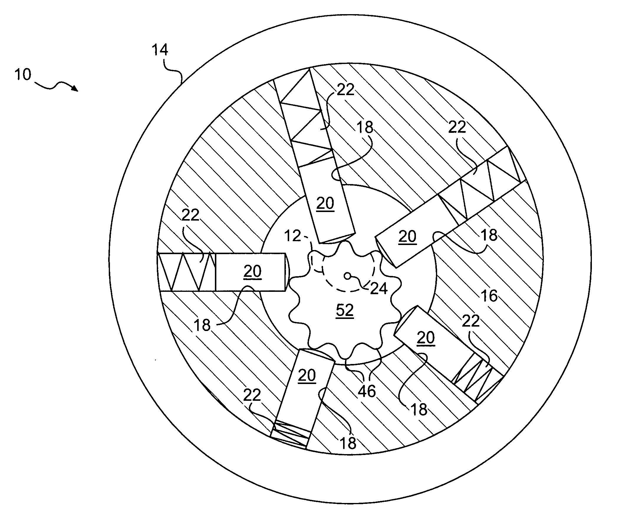 Pump having pulsation-reducing engagement surface