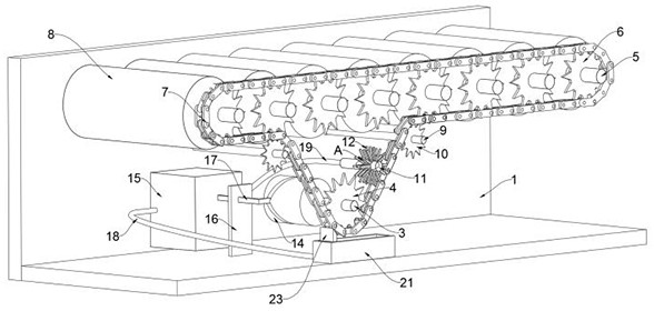 Optimized structure for reducing rotation resistance of roller of rubber recovery conveying equipment