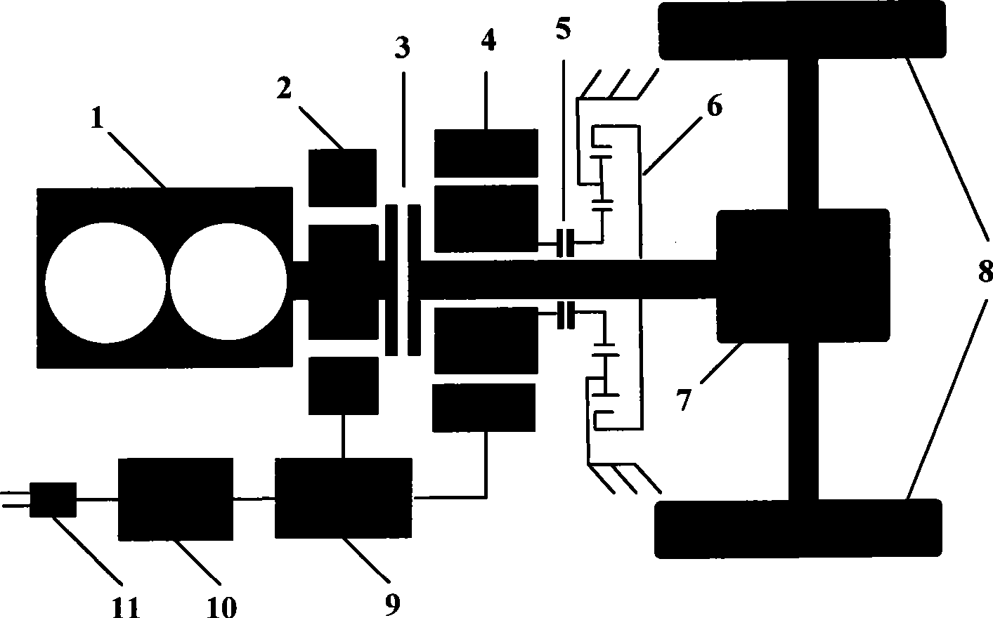 Hybrid power car driving system containing driving motor work mode switching device