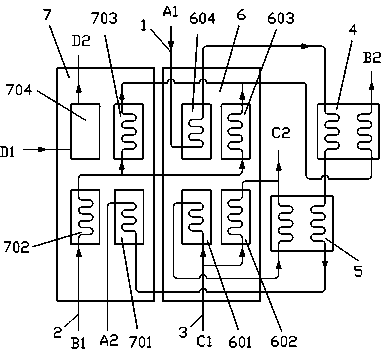 Afterburning-type lithium bromide absorption heat exchange system capable of simultaneously providing two loops of hot water