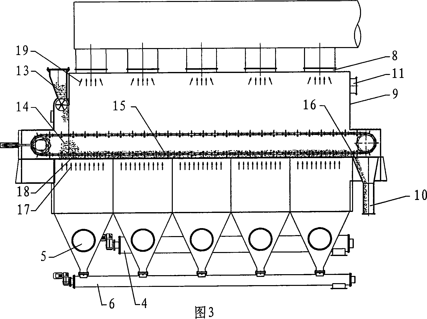 Moving iris type fluidized bed