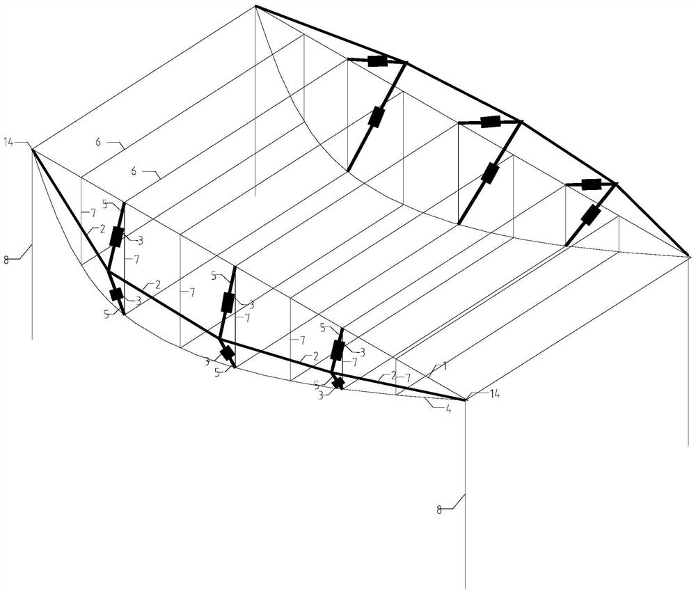 Arrangement method for linear adjustment and vibration damping structure used in cable rail elevated aerial rail structure