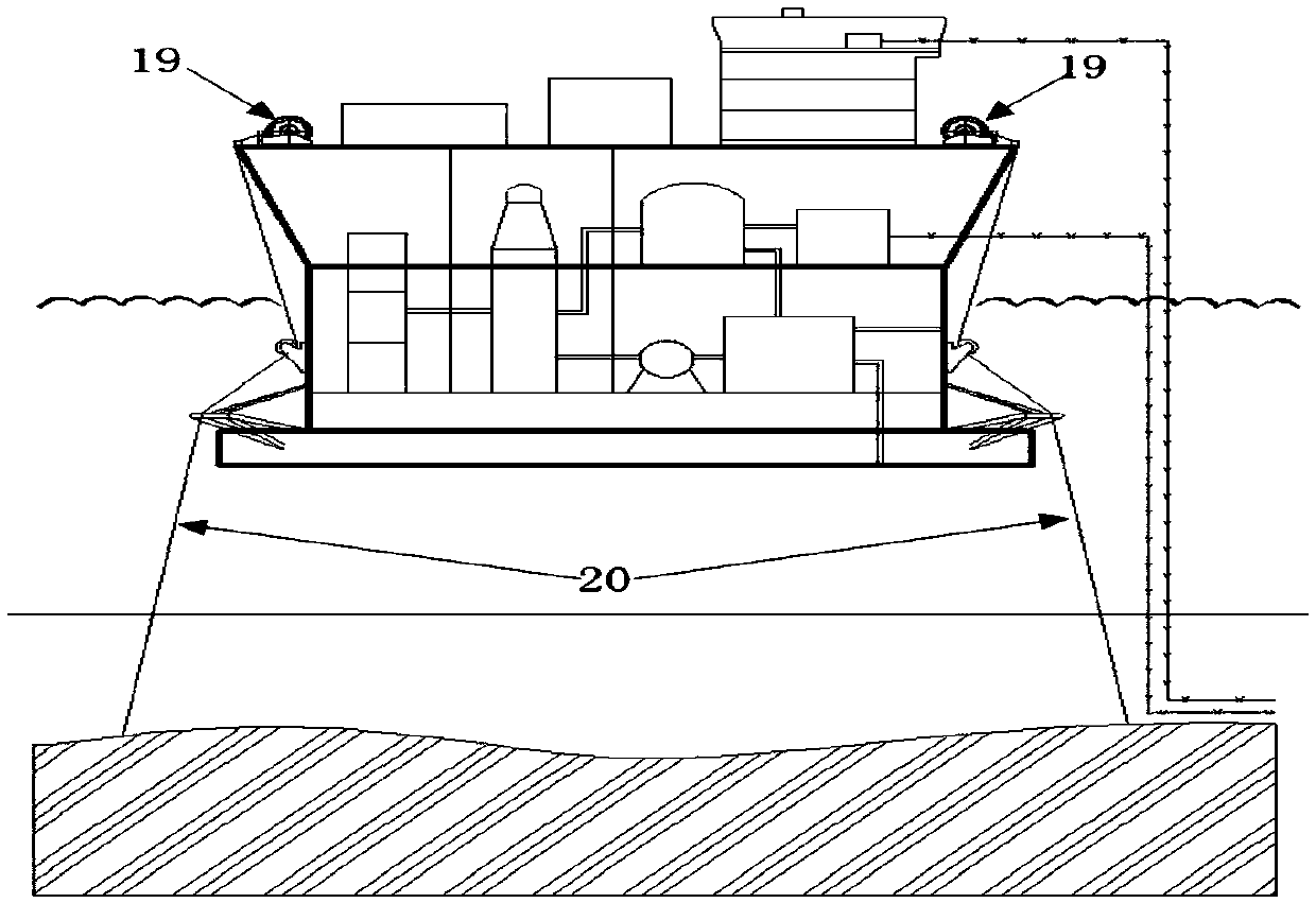 Oversea floating type nuclear power generating device of polygonal structure