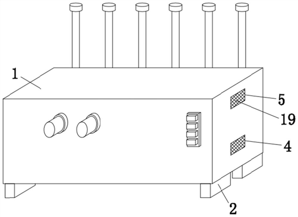 Ten-path medium-power shielding device capable of avoiding sparking phenomenon