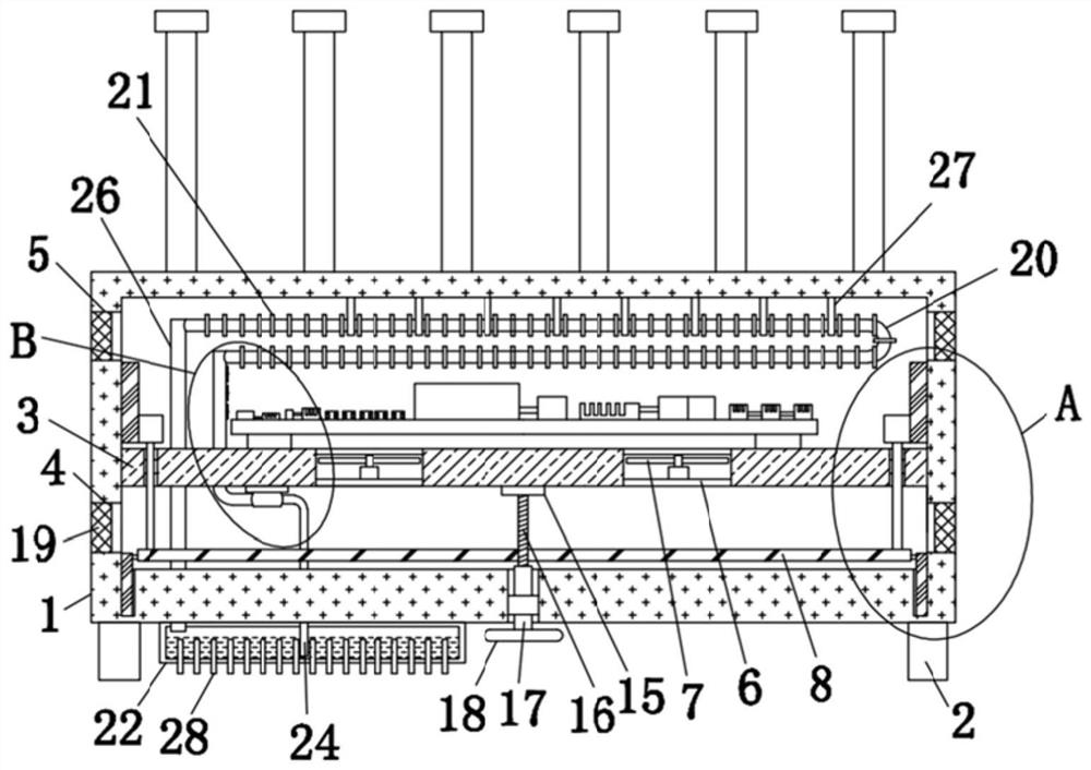 Ten-path medium-power shielding device capable of avoiding sparking phenomenon