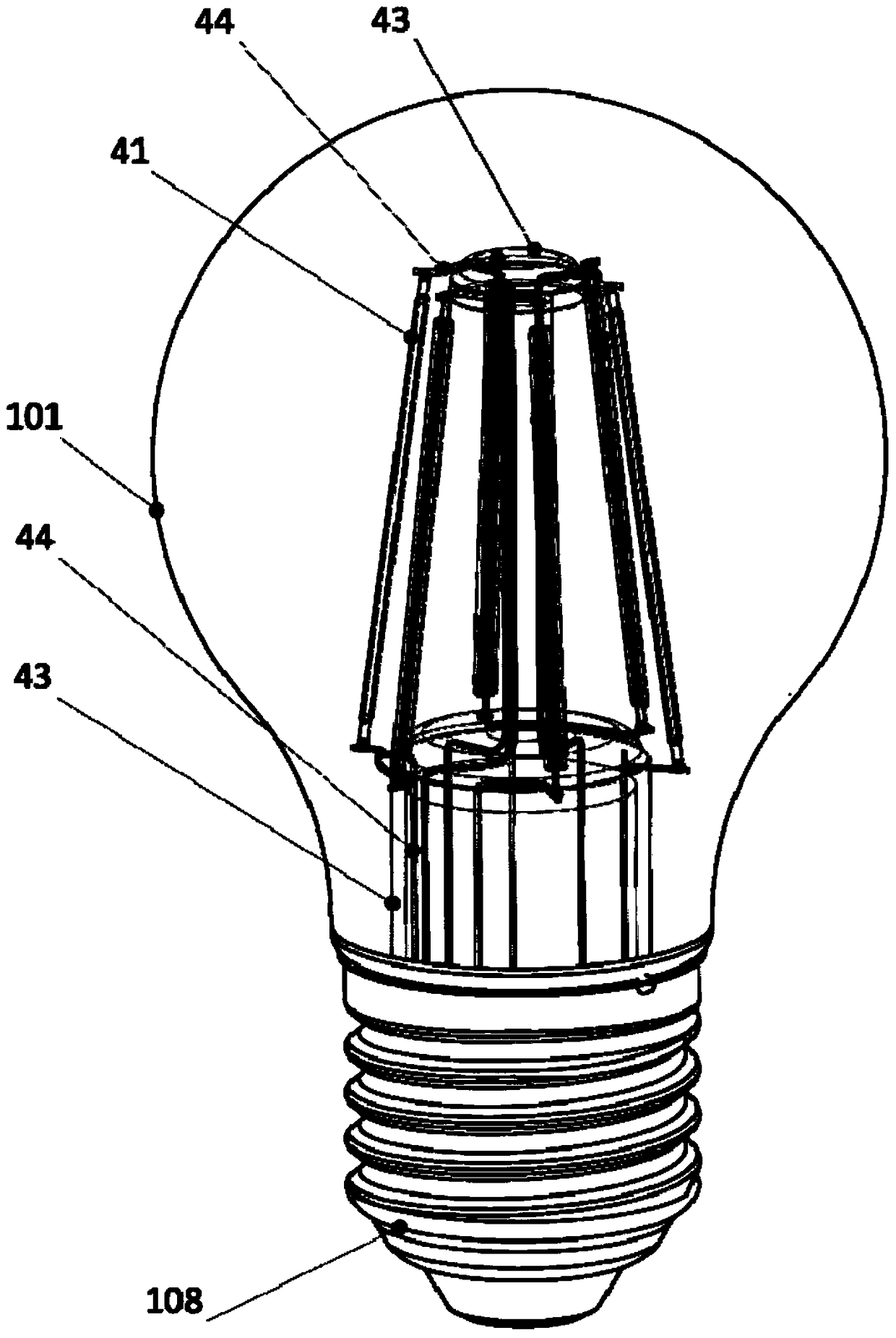 A construction method of LED filament lamp and LED filament lamp