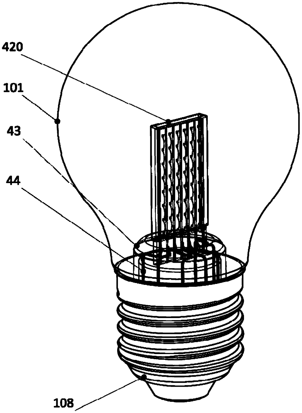 A construction method of LED filament lamp and LED filament lamp