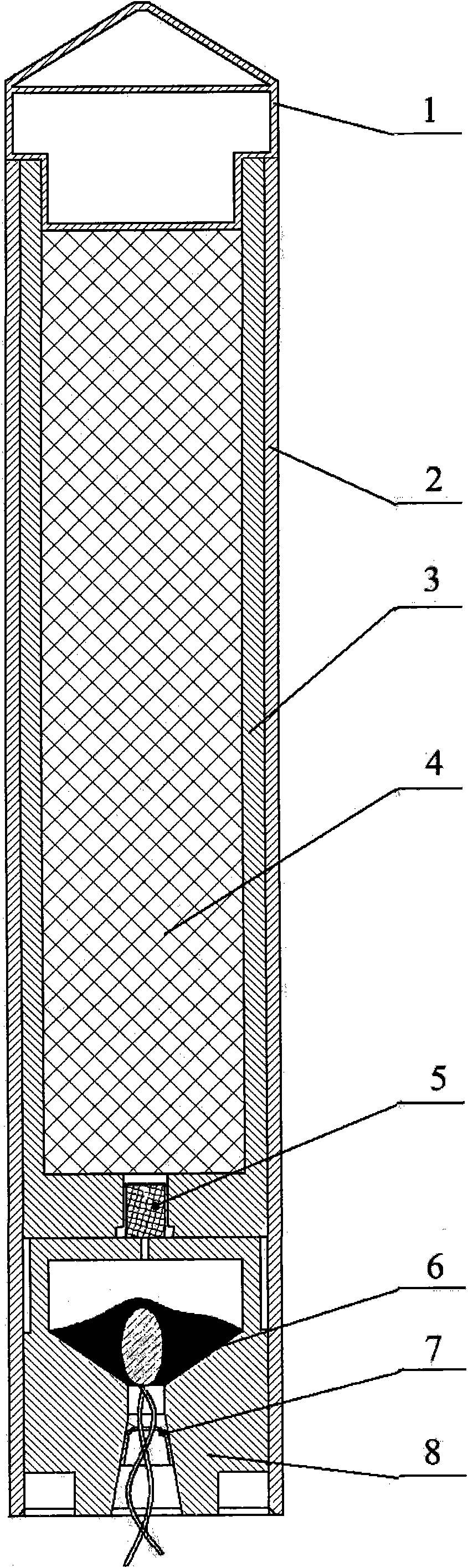 Emission detonation cartridge for removing ice on power transmission line