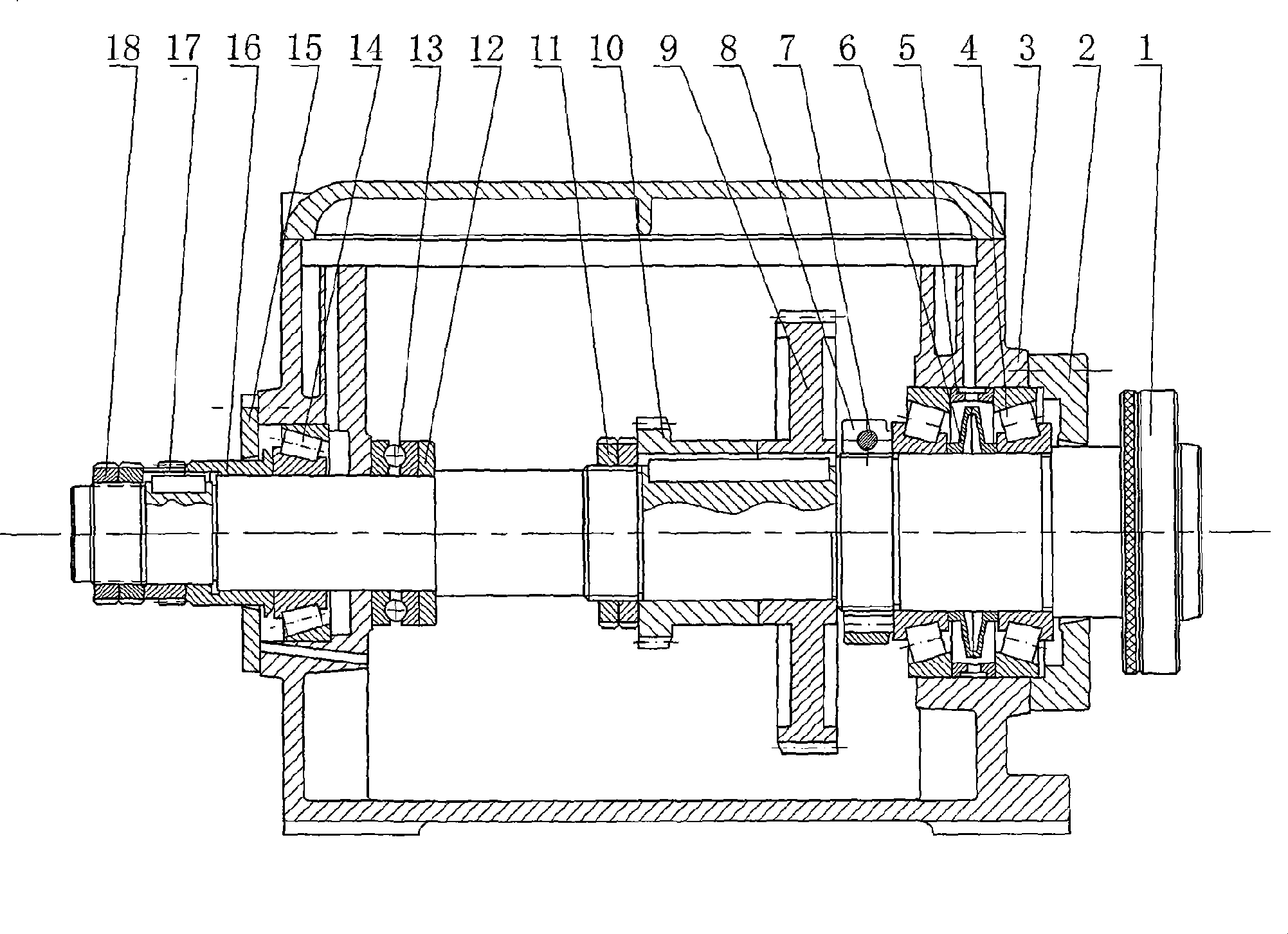 Dual-column adjustable circular cone roller main bearing