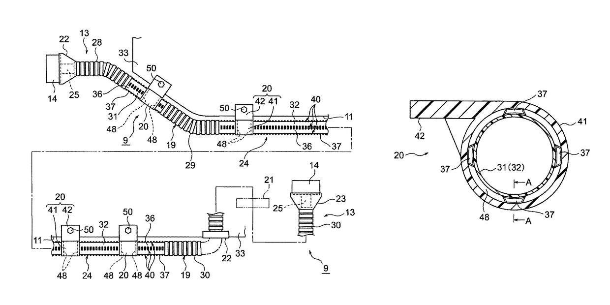 Attachment structure between exterior member and posterior attaching component