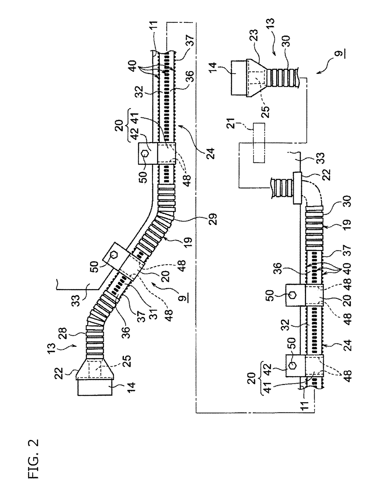 Attachment structure between exterior member and posterior attaching component