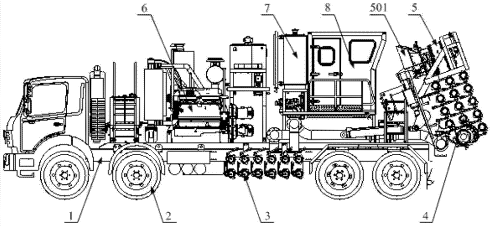 A fracturing sand mixed car