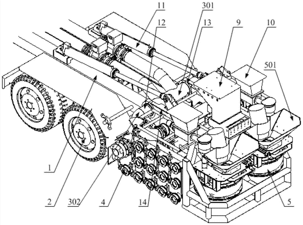 A fracturing sand mixed car