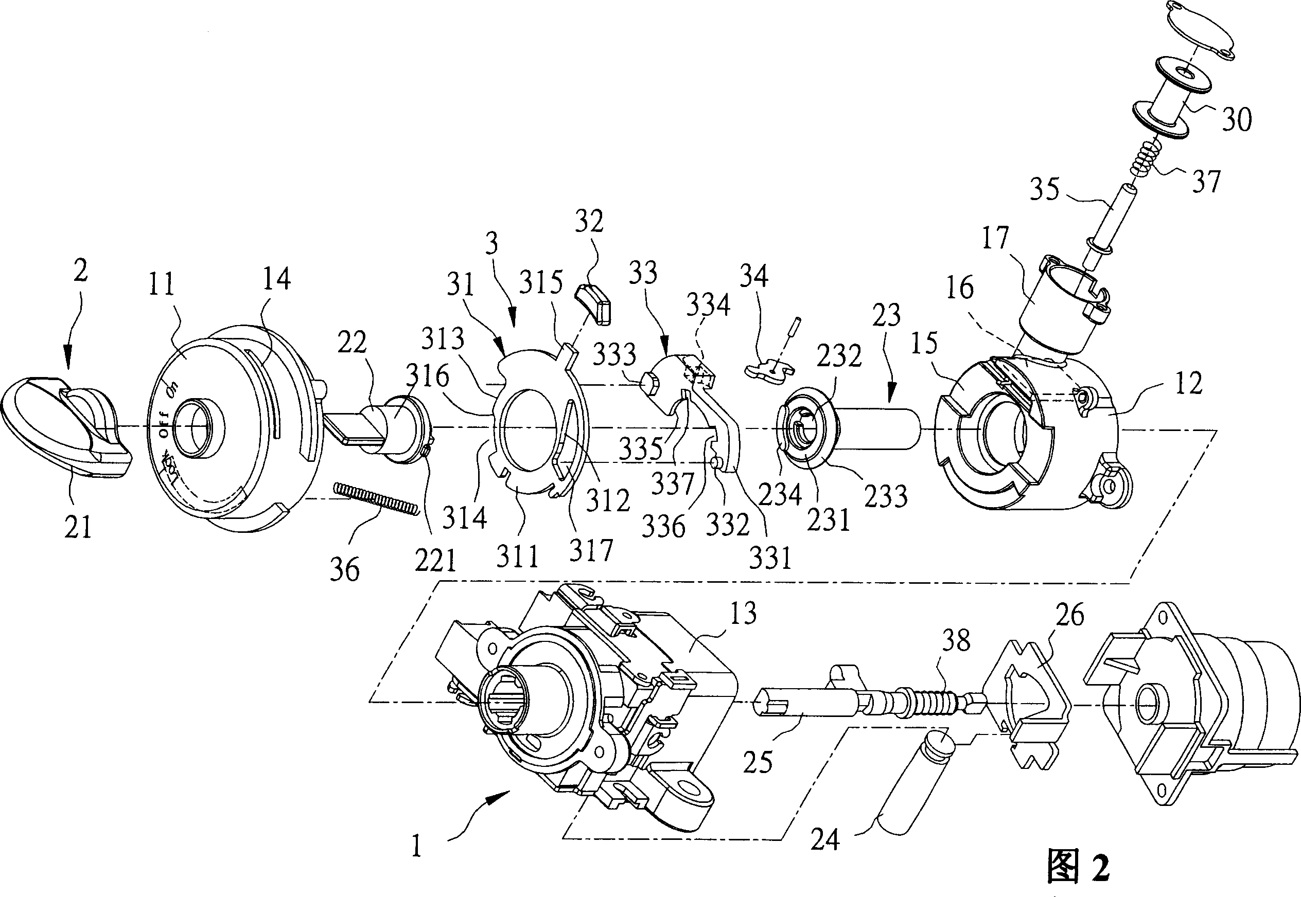 Induction type main switch lock for motorcycle