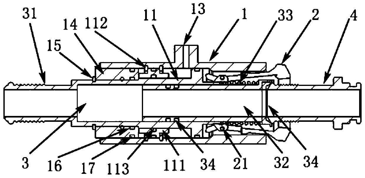 Pneumatic external seizing type spring-butted water pipe joint and using method of pneumatic external seizing type spring-butted water pipe joint