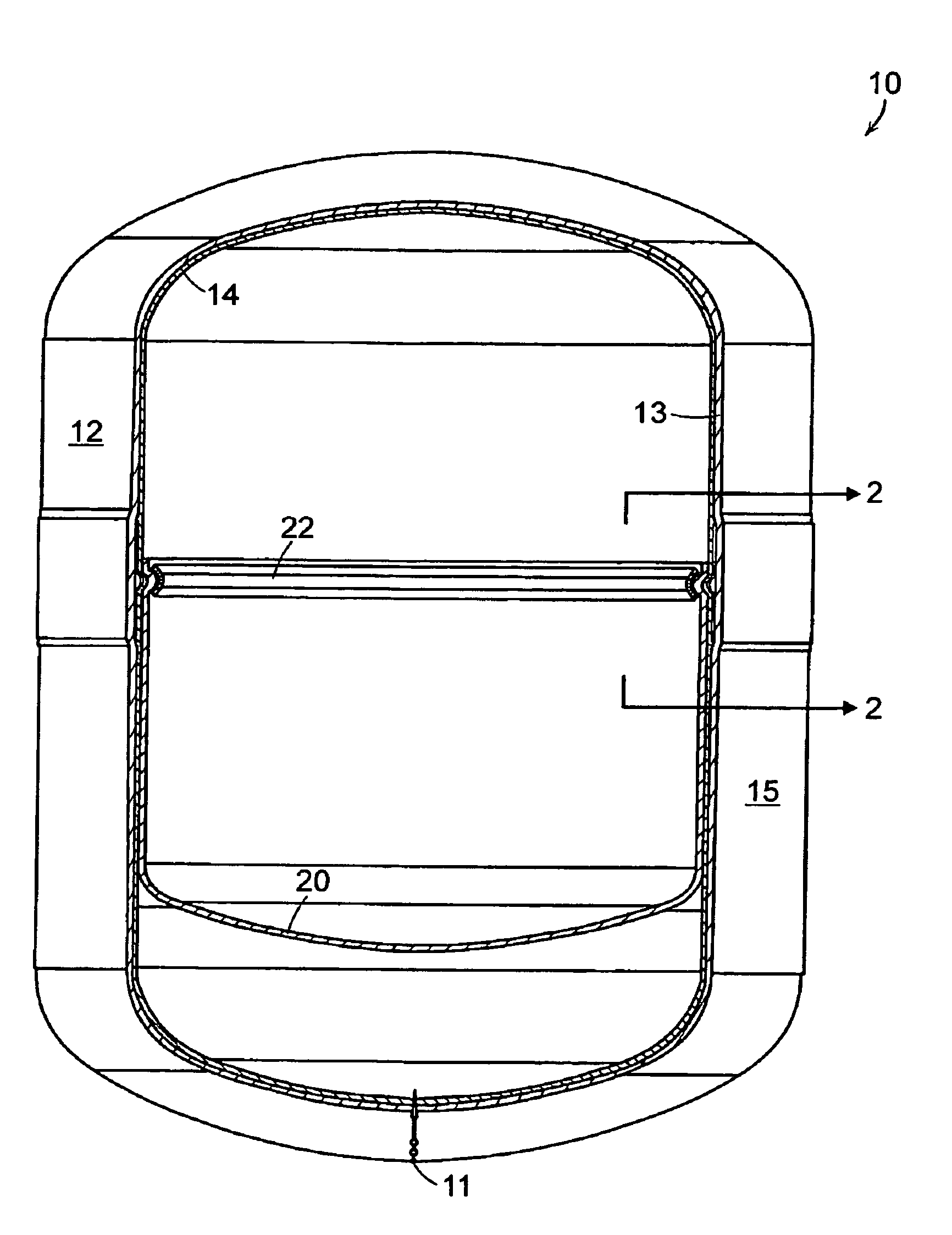 Non-metallic expansion tank with internal diaphragm and clamping device for same