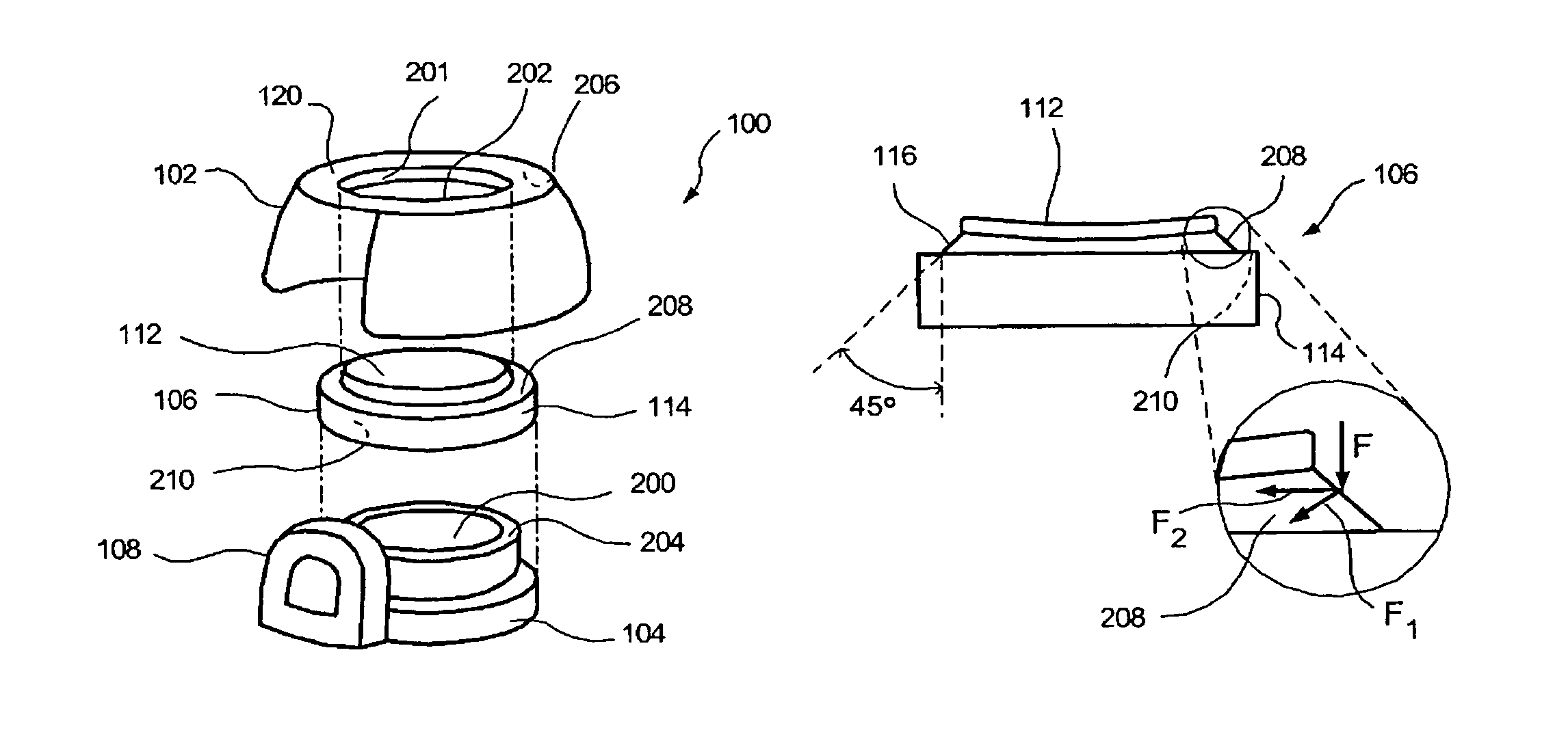 Injection access port with chamfered top hat septum design