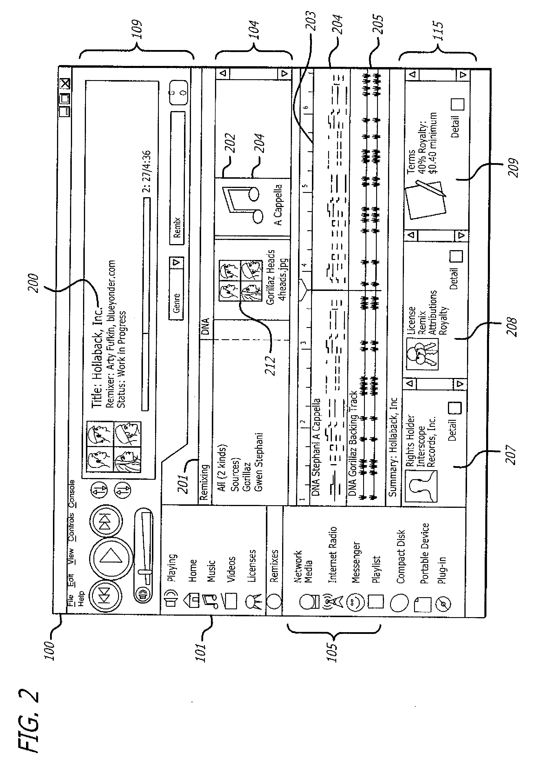 Set of metadata for association with a composite media item and tool for creating such set of metadata