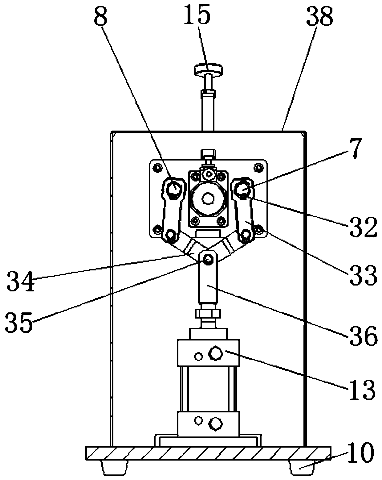 Welding seam embossing test device having protective cover and function of clamping and taking cans