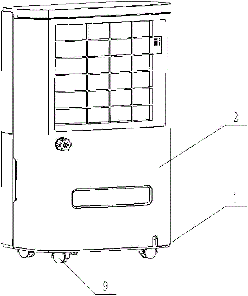 Movable dehumidifier with multipurpose integrated water drainage structure