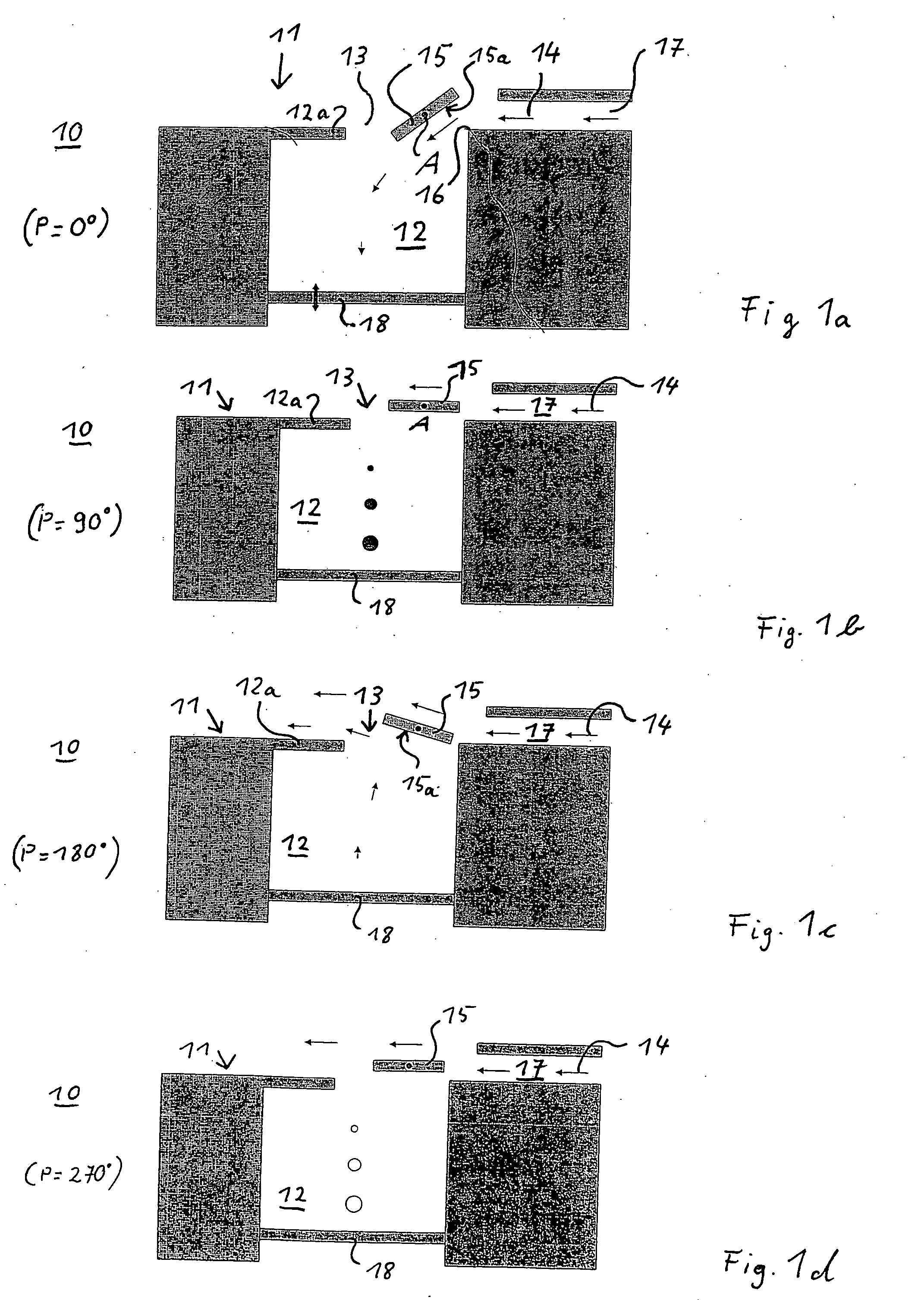 Device and method for active soundproofing, and power unit for aeroplanes