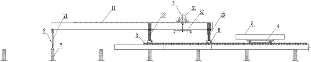 Wide-body steel main girder erecting machine and erecting method thereof