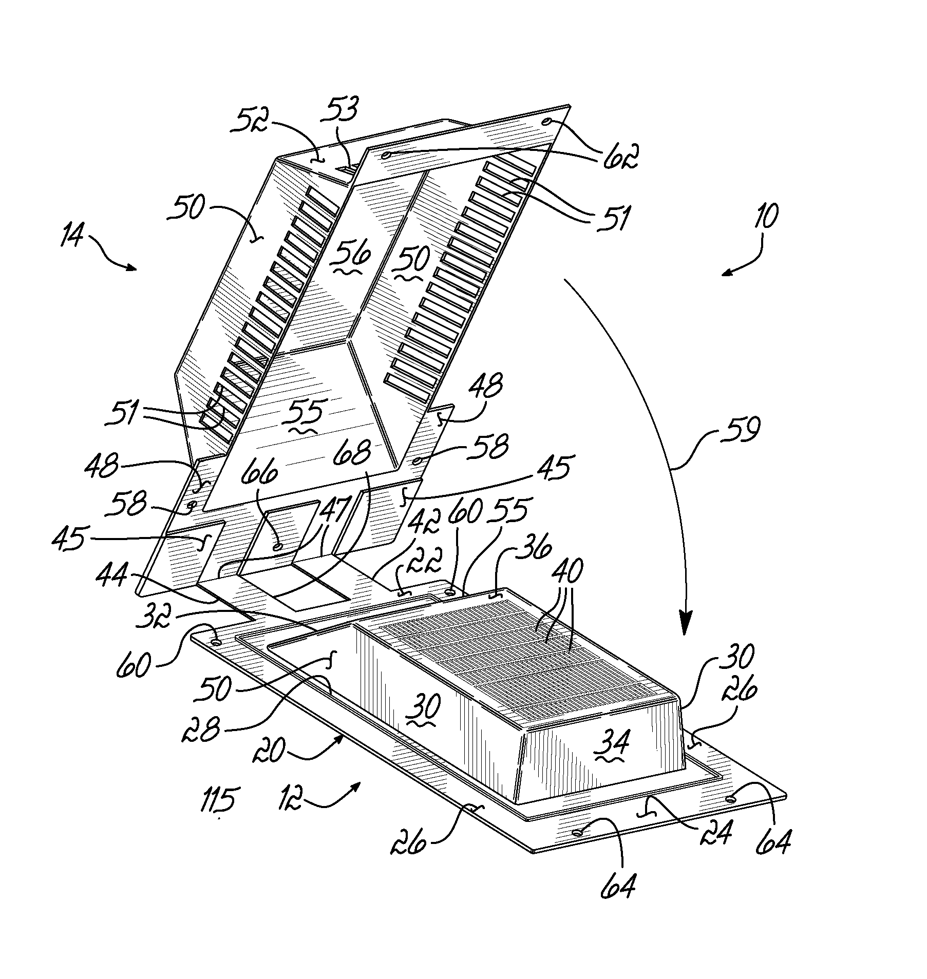 Two piece roof vent