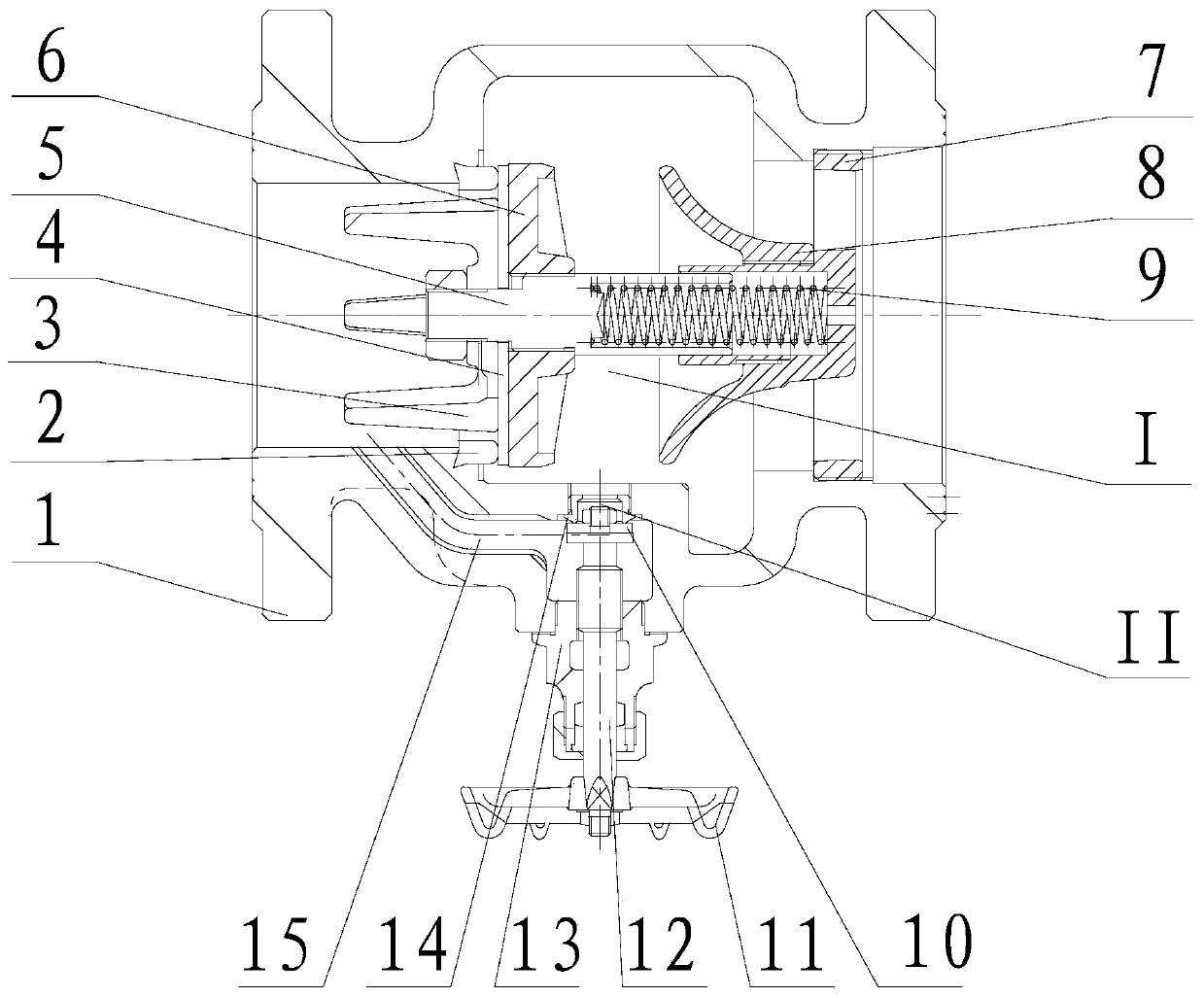 Mute check valve device with blowdown function