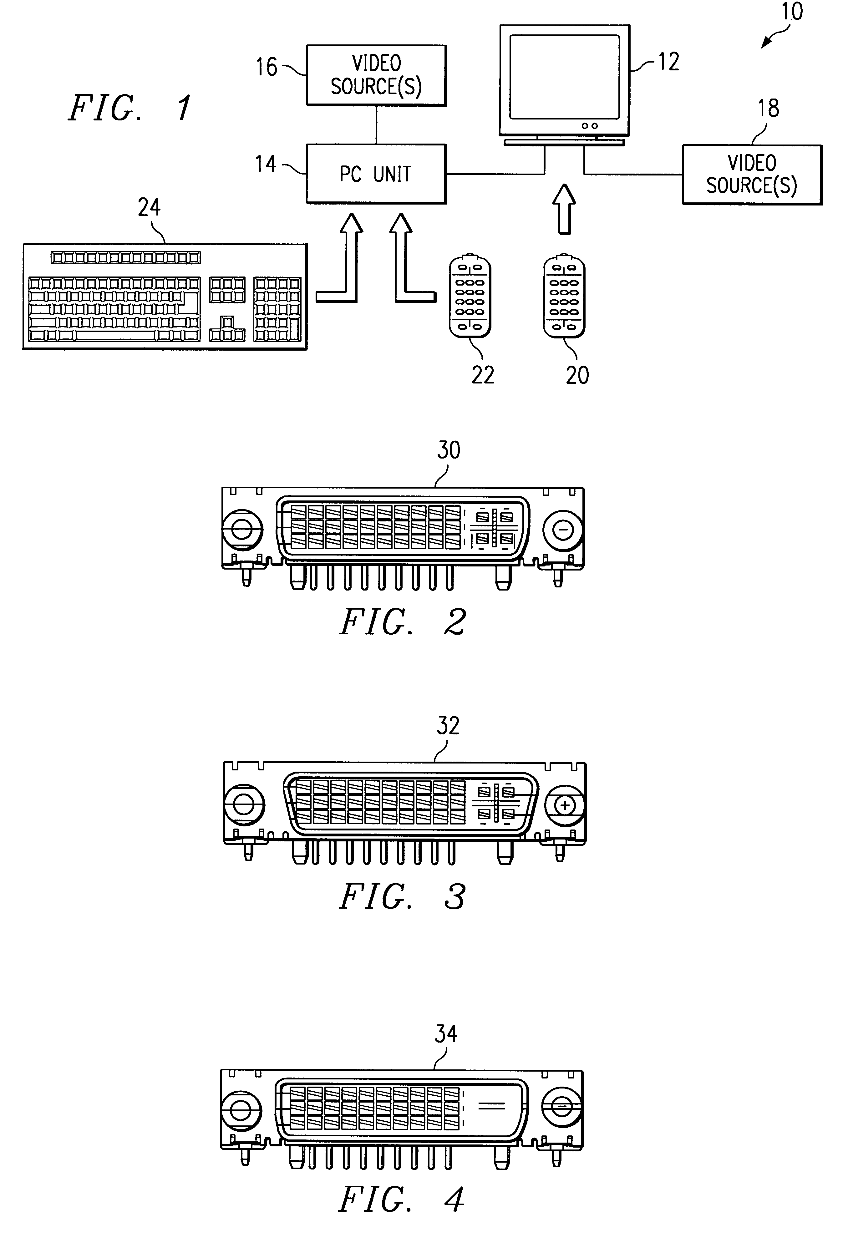 Universal multi-pin plug and display connector for standardizing signals transmitted between a computer and a display for a PC theatre interconnectivity system