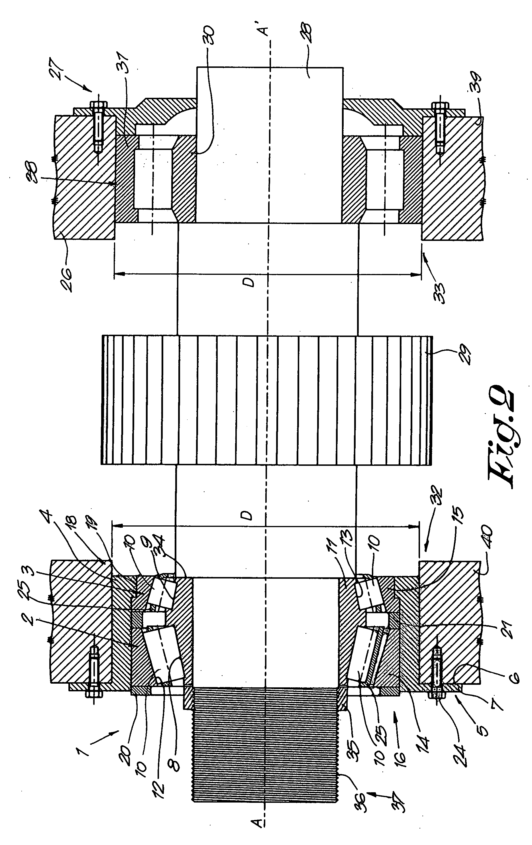 Bearing and method whereby such a bearing can be applied