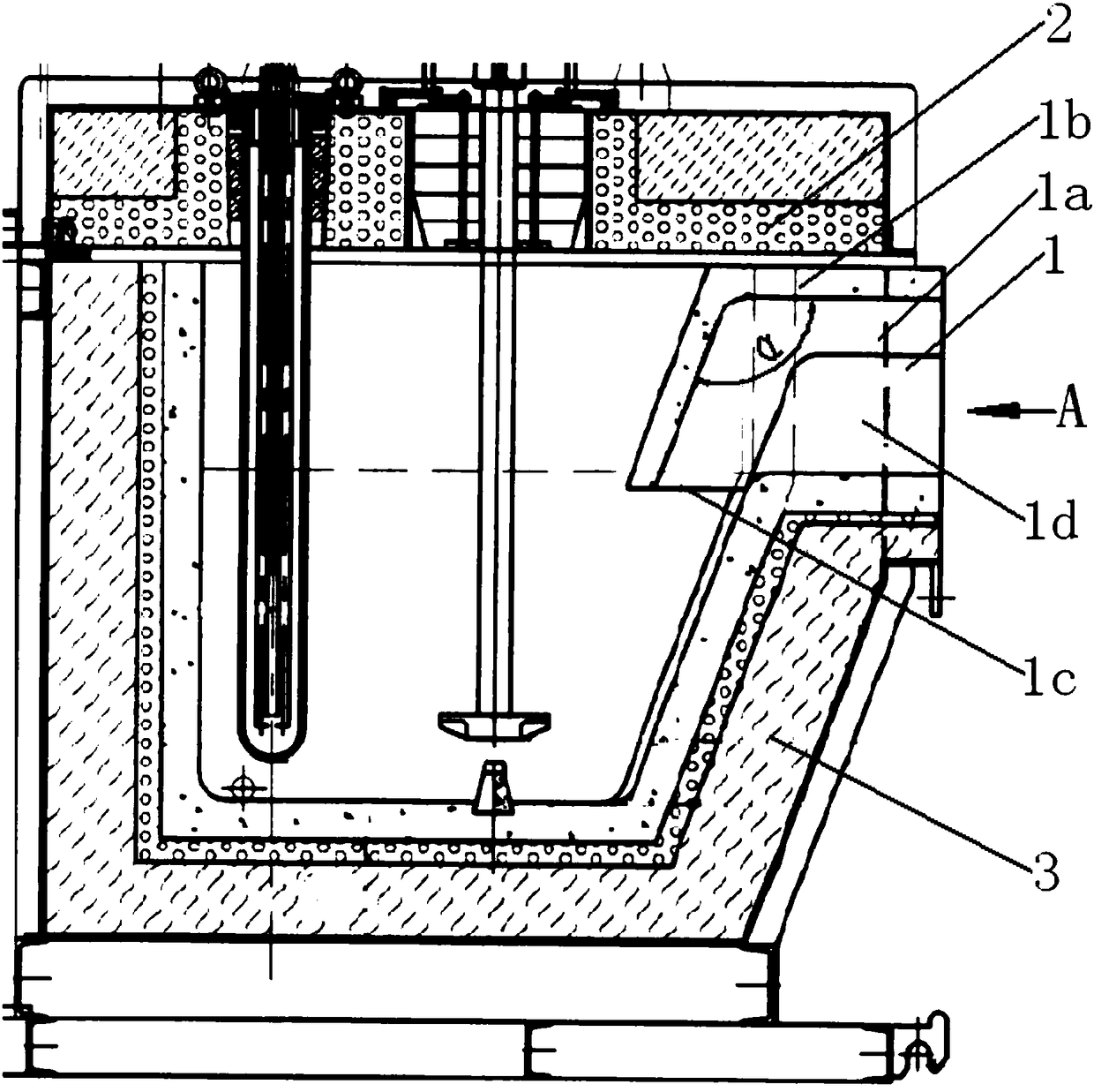 Airlock device of aluminum melt degasification tank and degasification tank