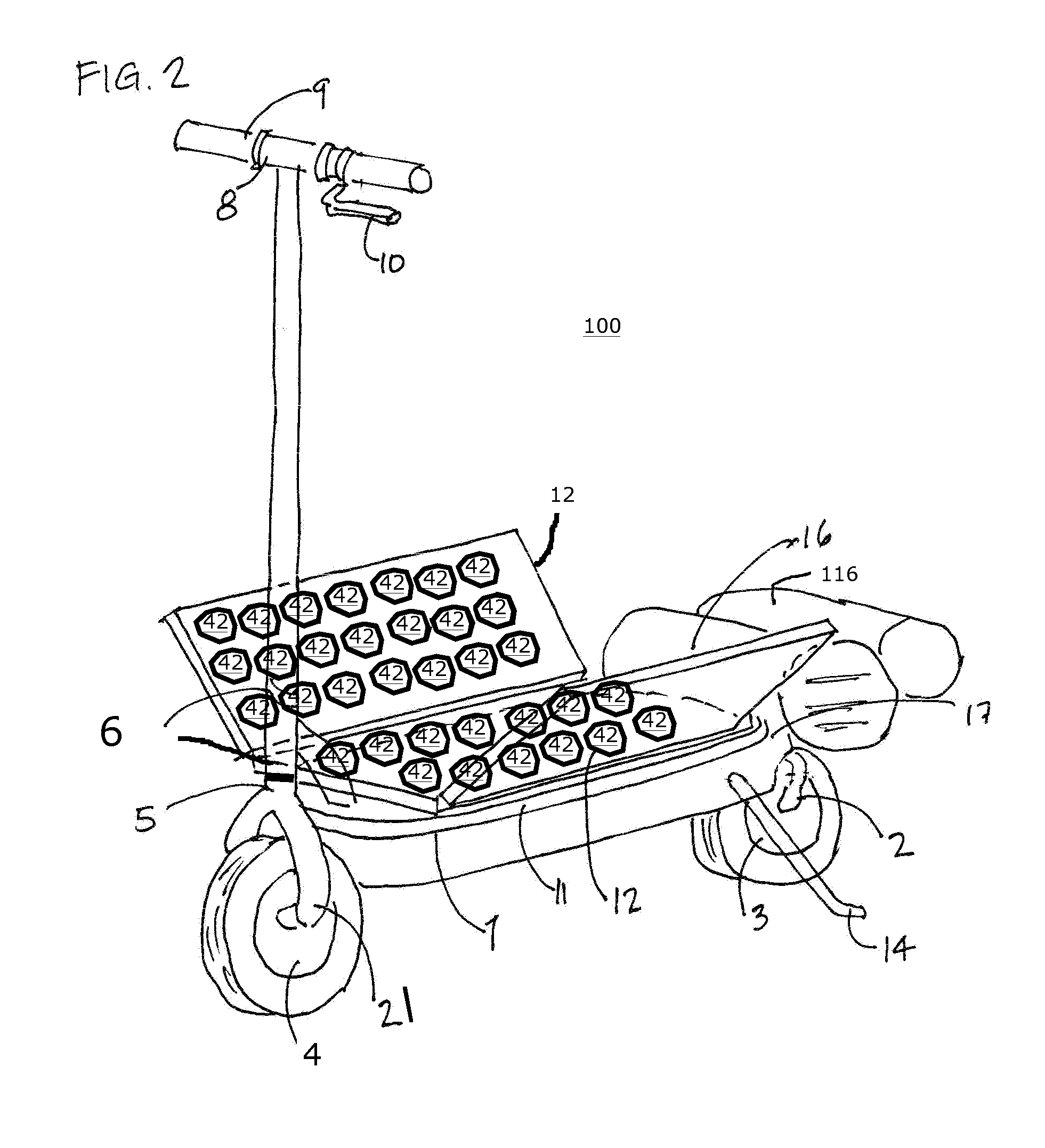 Solar electric scooter with removable battery module