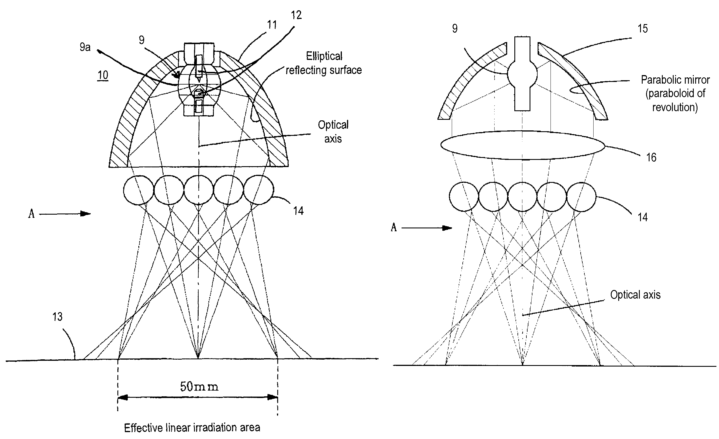 Light irradiation device and inkjet printer