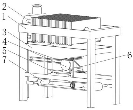 Quick discharging filter press for crushing and processing cordierite