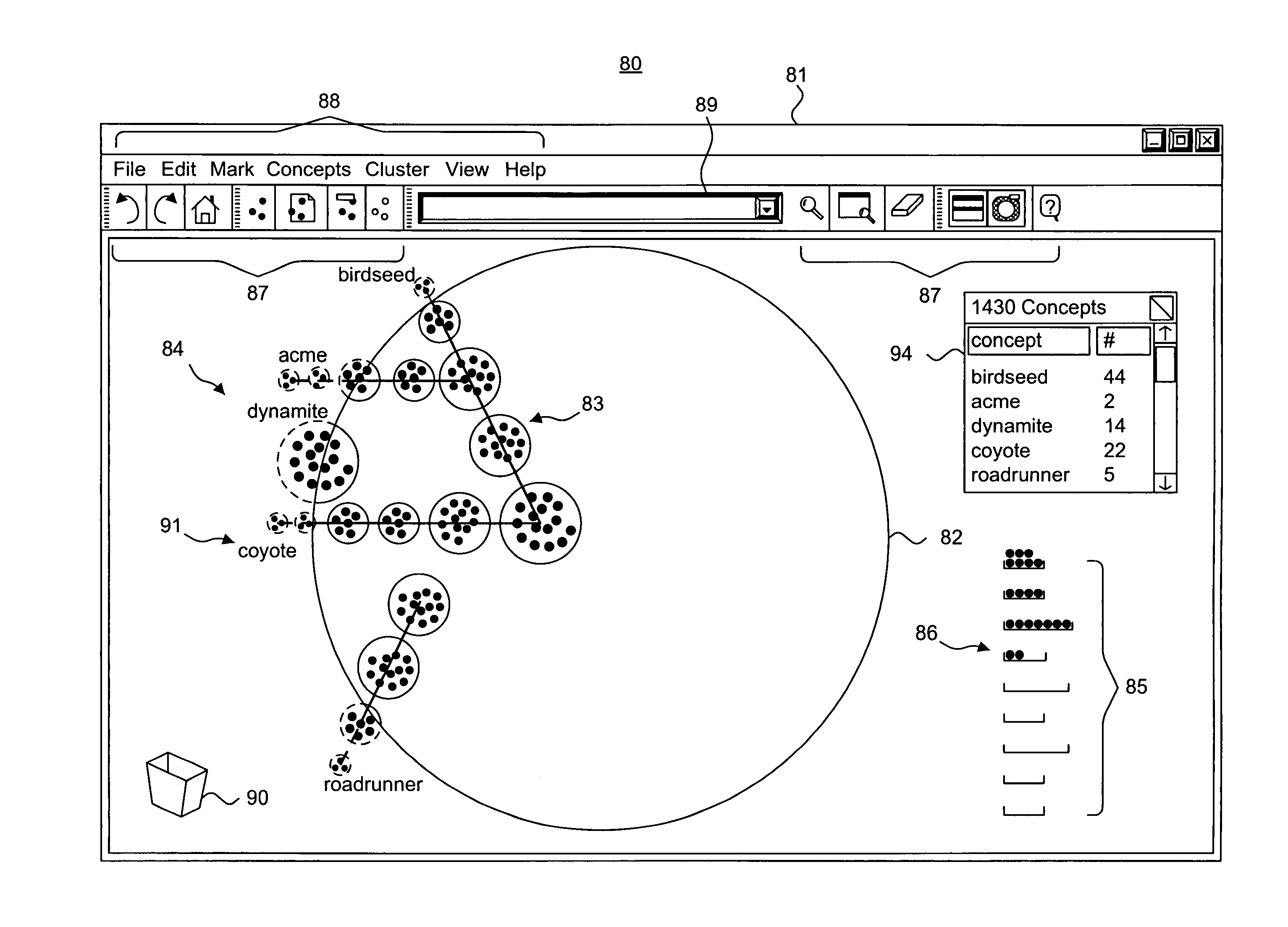 System and method for providing a dynamic user interface for a dense three-dimensional scene