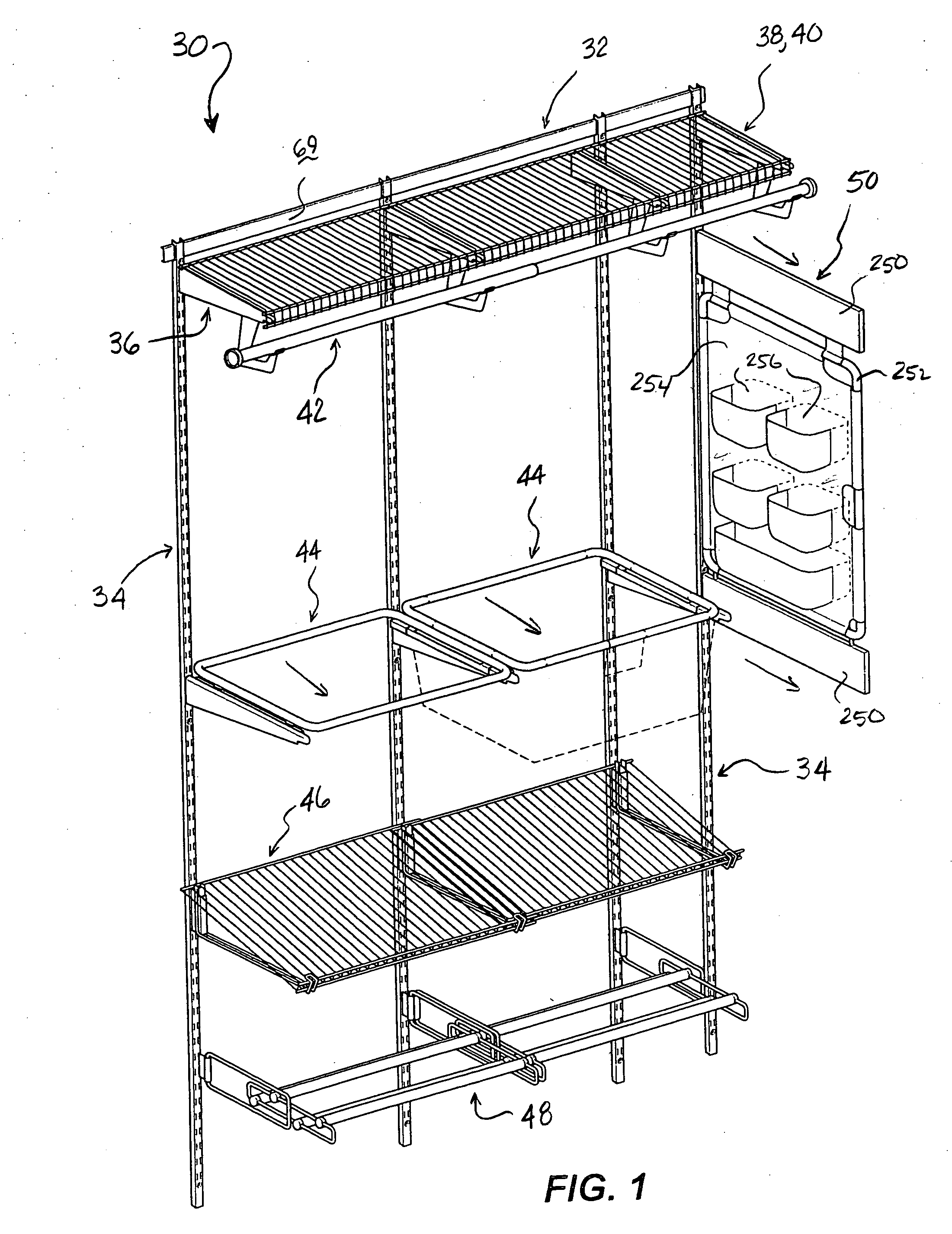 Adjustable length wire shelves for adjustable organizer system