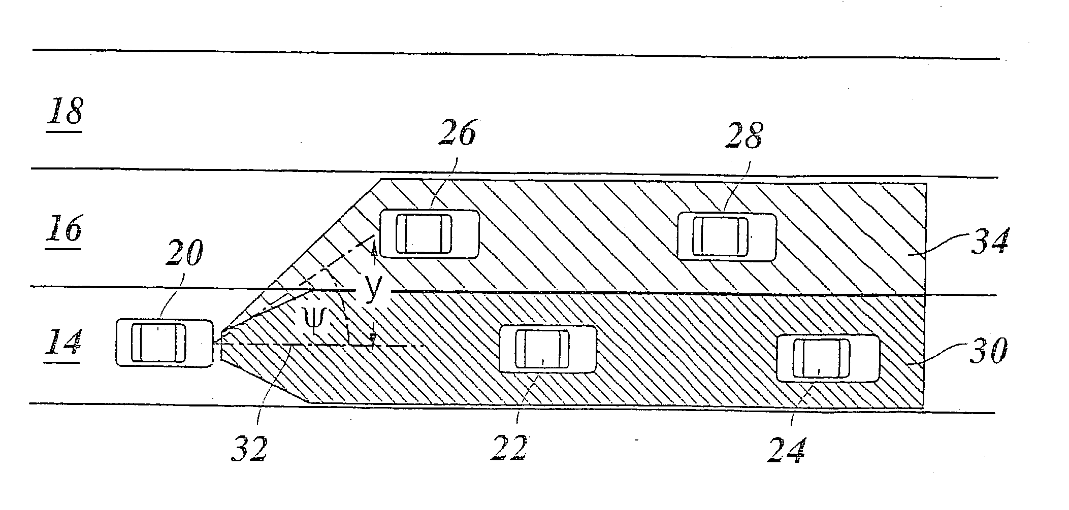 Method for recognising a change in lane of a vehicle