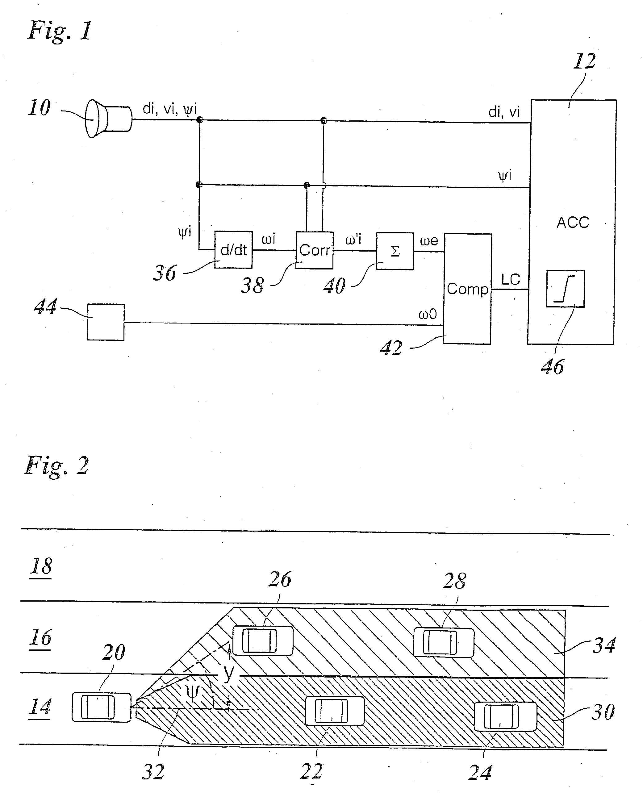 Method for recognising a change in lane of a vehicle