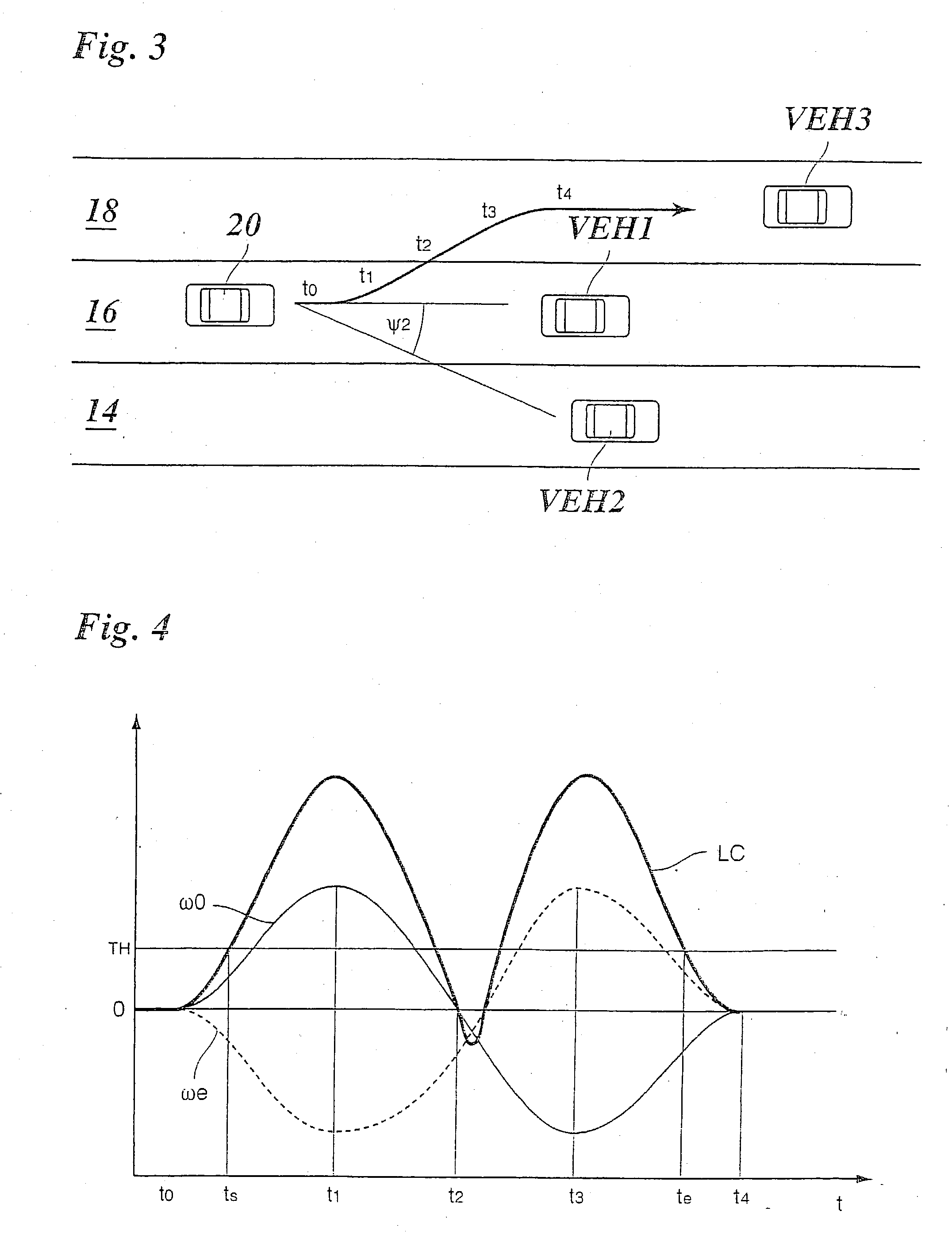 Method for recognising a change in lane of a vehicle