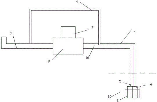 Water pumping device with connecting part with radial narrow slot and buffered limited pipe section