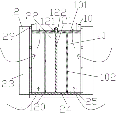 Water pumping device with connecting part with radial narrow slot and buffered limited pipe section